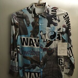 Men’s Teenage Ninja Mutant Turtles Wavey Garms All Over Print Button Front Shirt